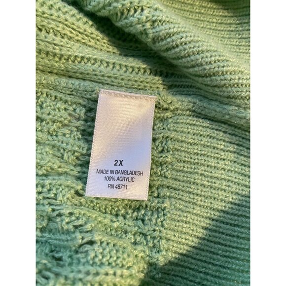 Ophelia Roe Womens 2X Mint Green Sweater Scalloped Detailing & Ribbed Hemline - Picture 4 of 7
